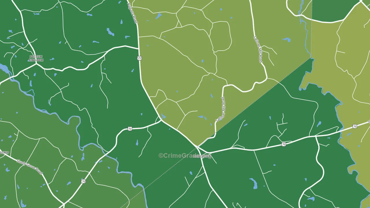 Princeton, SC Map of Vehicle Theft Rates