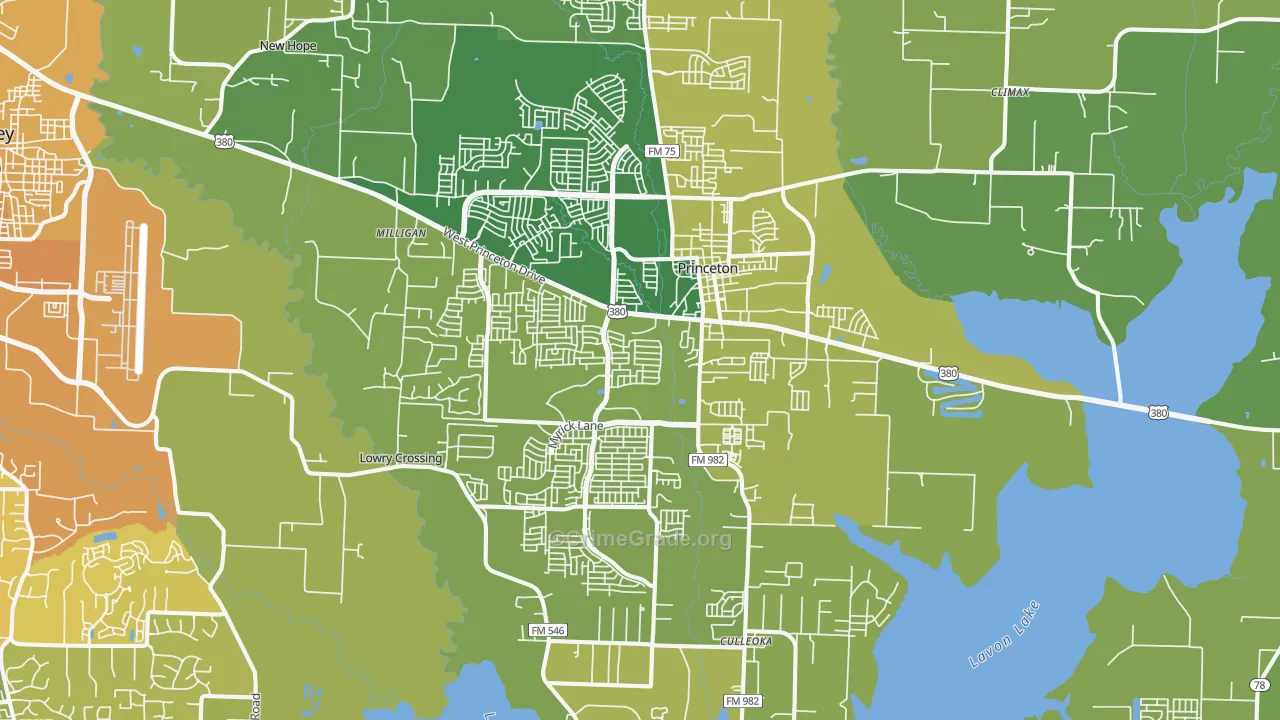 Princeton, TX Map of Vehicle Theft Rates