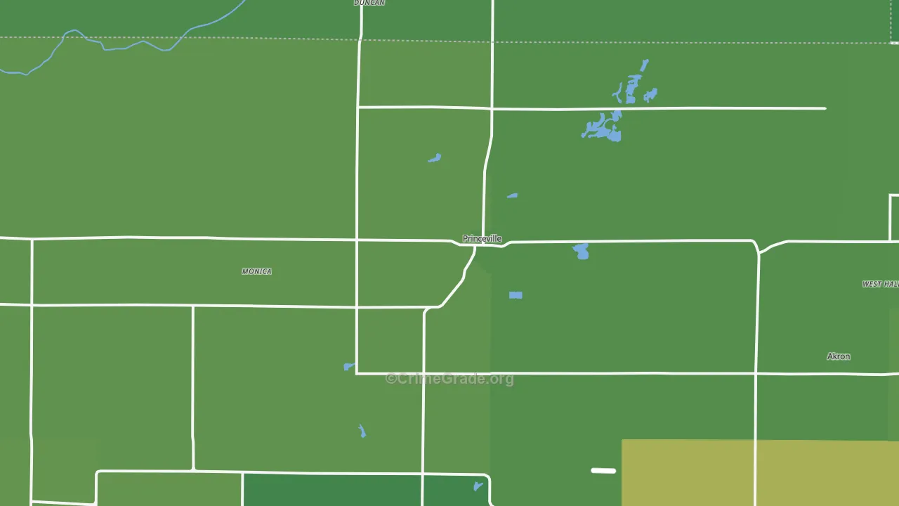 Princeville, IL Map of Vehicle Theft Rates