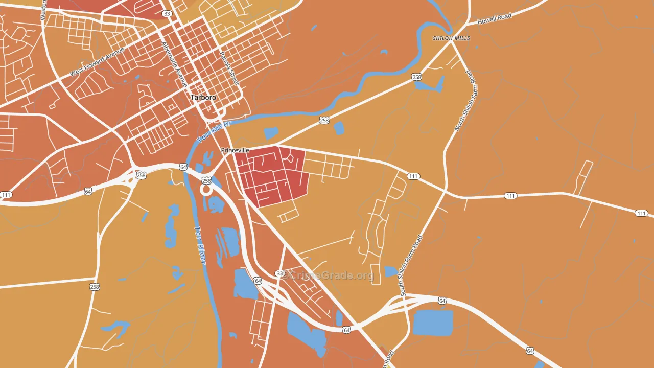 Princeville, NC Map of Vehicle Theft Rates