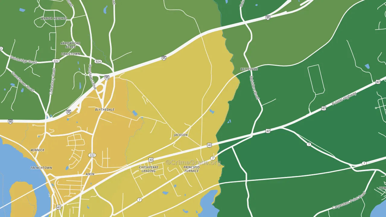 Principio Furnace, MD Map of Vehicle Theft Rates