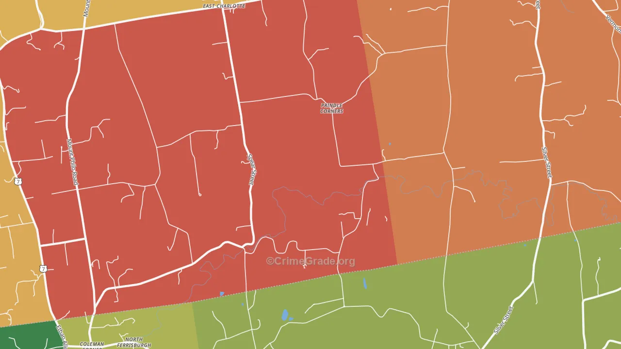 Prindle Corner, VT Map of Vehicle Theft Rates