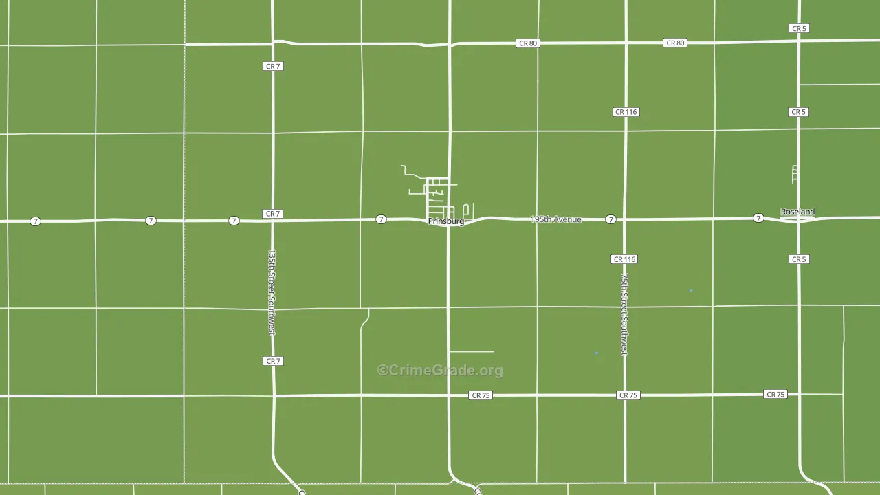 Prinsburg, MN Map of Vehicle Theft Rates
