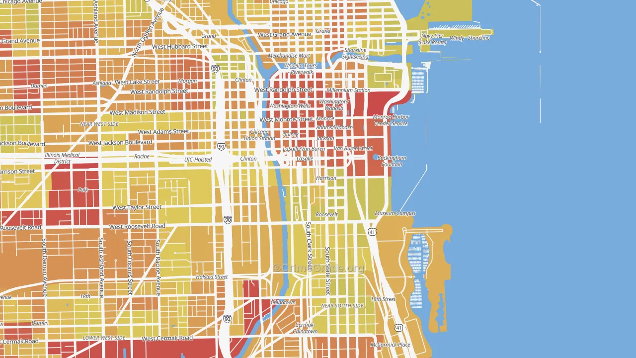 Printers Row, Chicago, IL Map of Vehicle Theft Rates