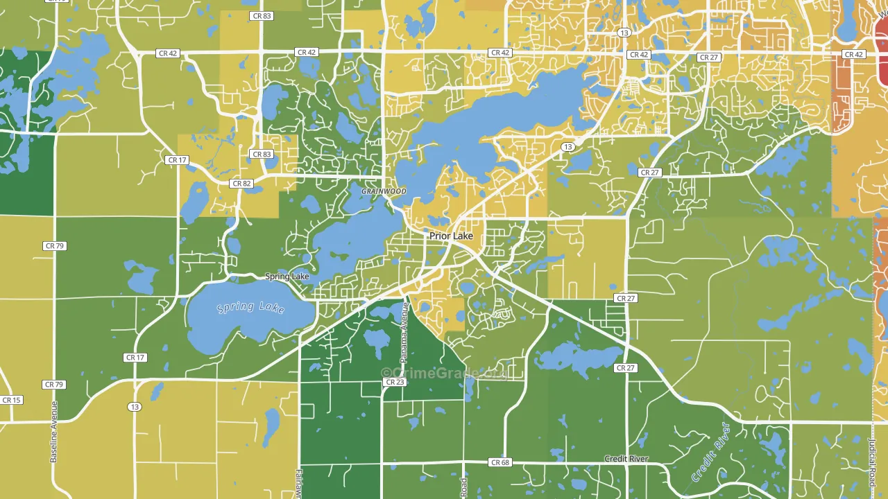 Prior Lake, MN Map of Vehicle Theft Rates