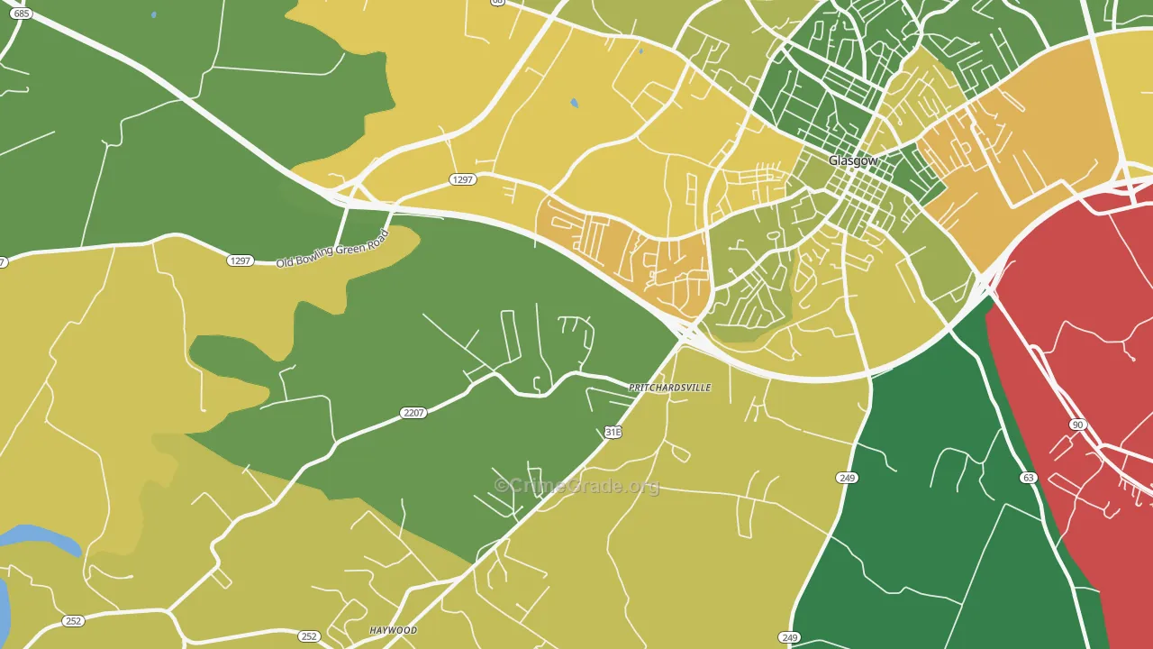 Pritchardsville, KY Map of Vehicle Theft Rates