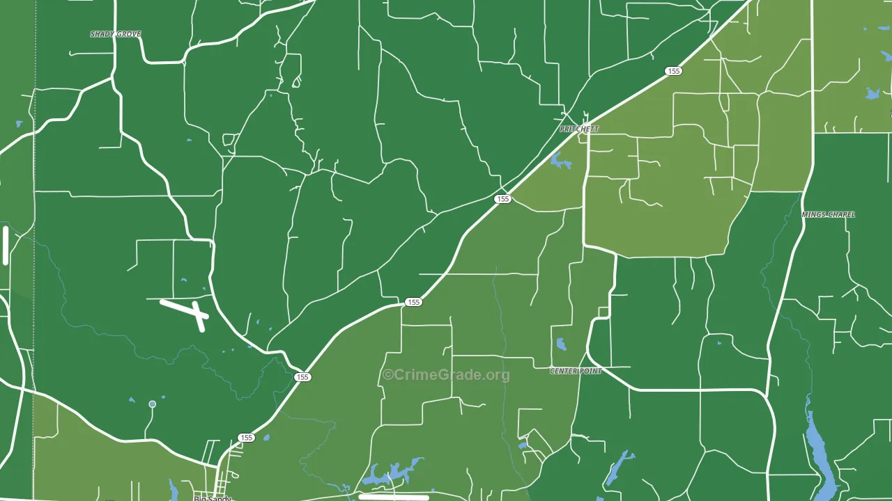 Pritchett, TX Map of Vehicle Theft Rates