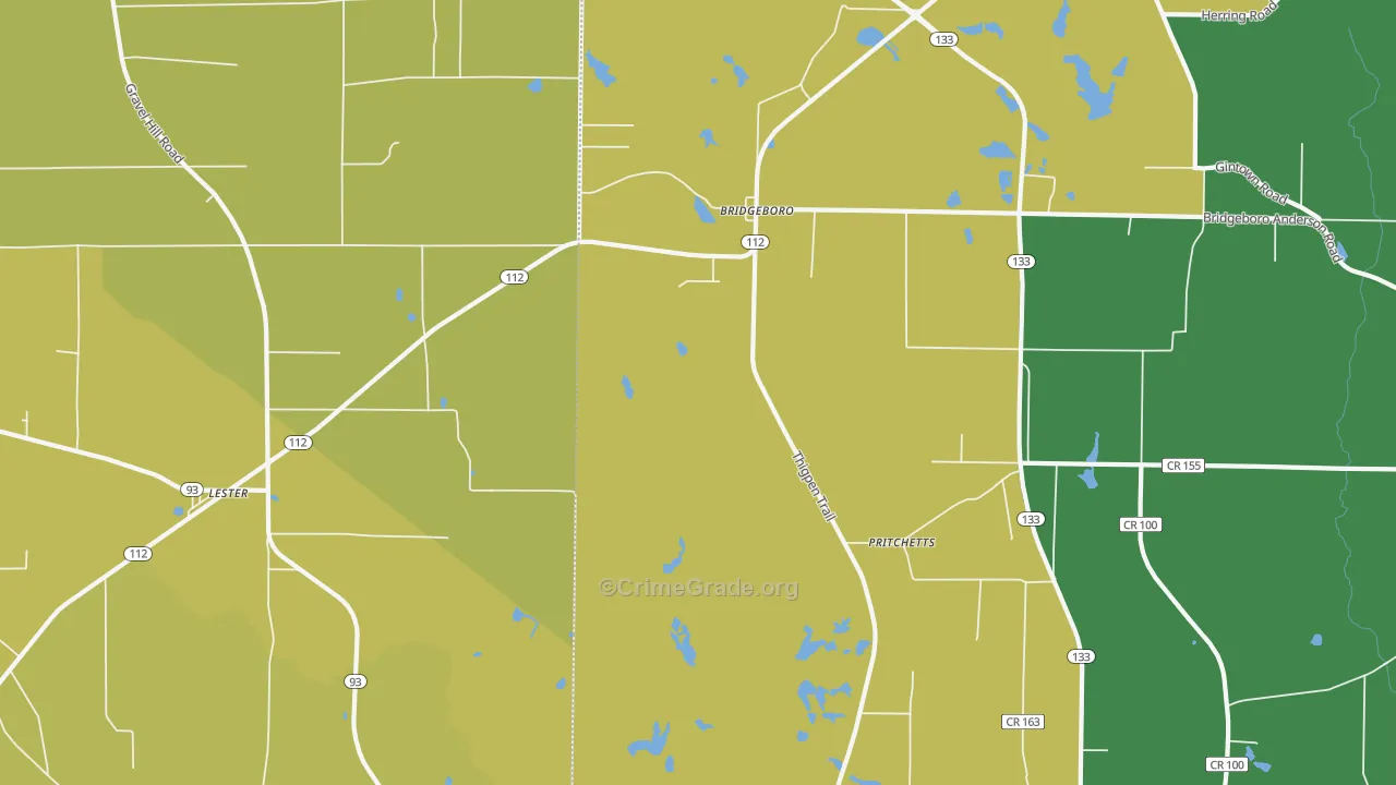 Pritchetts, GA Map of Vehicle Theft Rates