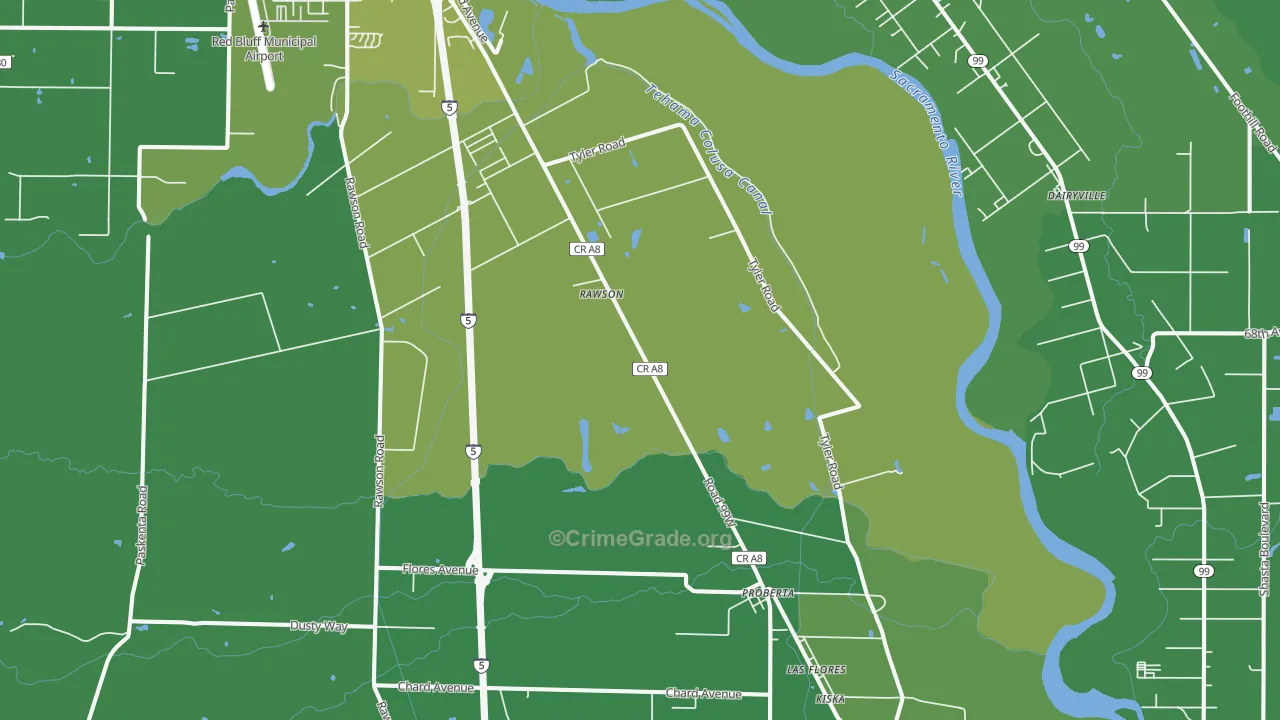 Proberta, CA Map of Vehicle Theft Rates