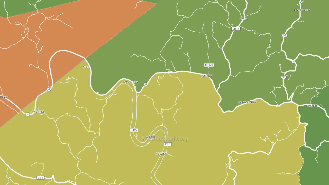 Procious, WV Map of Vehicle Theft Rates