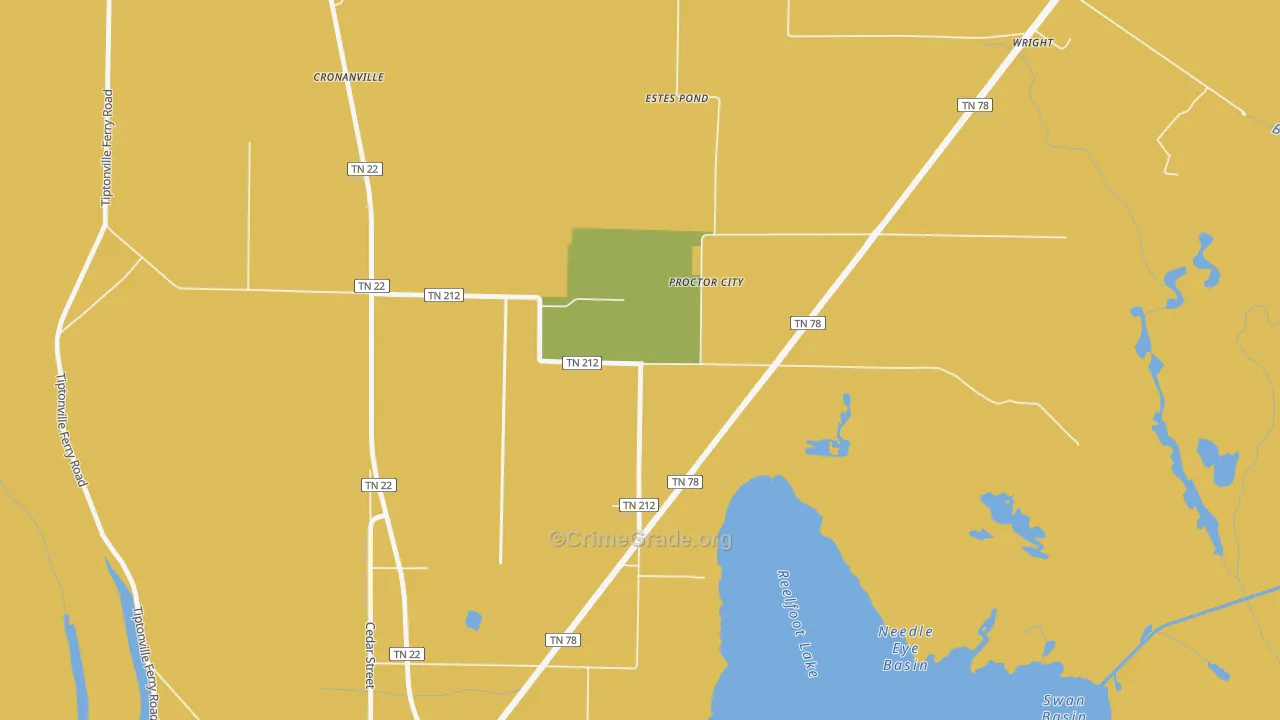Proctor City, TN Map of Vehicle Theft Rates