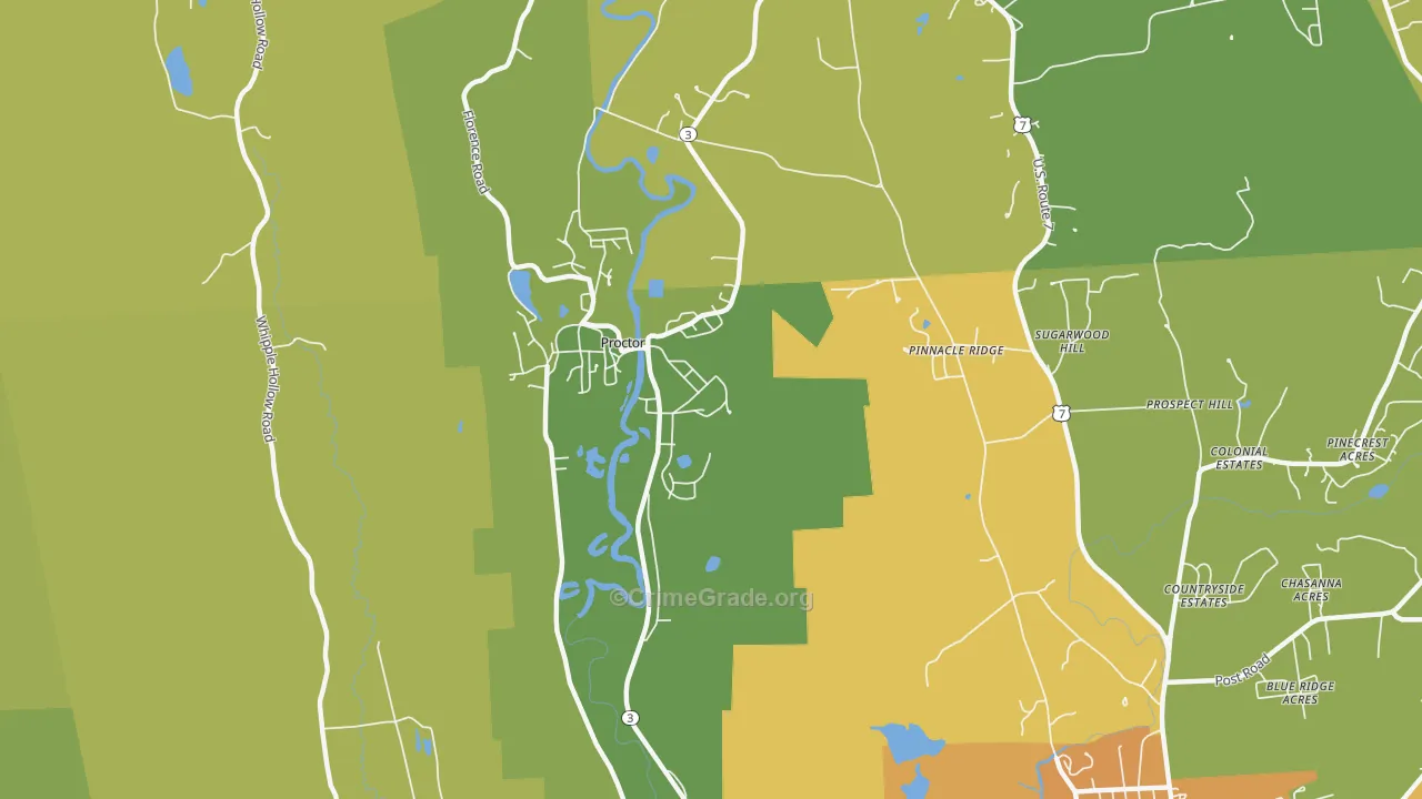 Proctor, VT Map of Vehicle Theft Rates