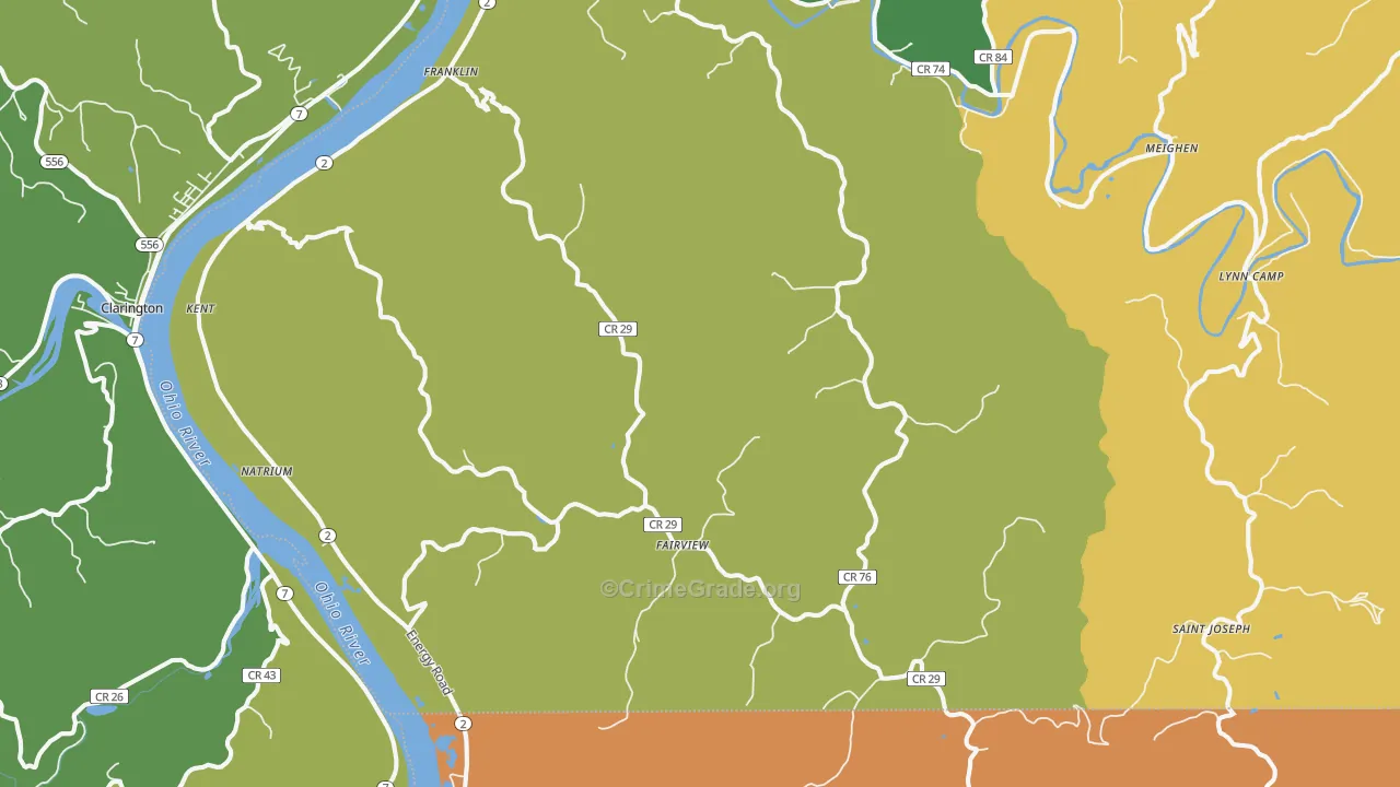 Proctor, WV Map of Vehicle Theft Rates