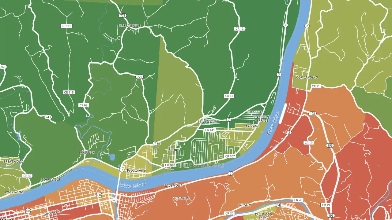 Proctorville, OH Map of Vehicle Theft Rates