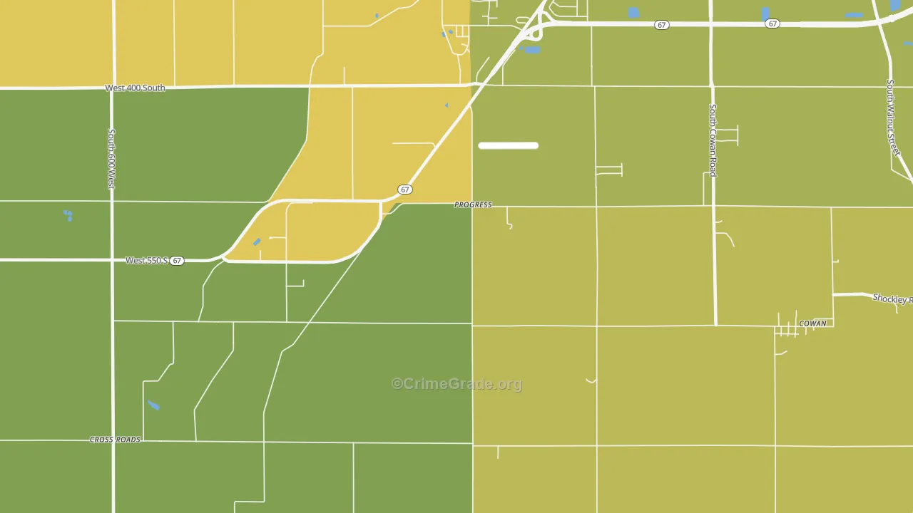 Progress, IN Map of Vehicle Theft Rates