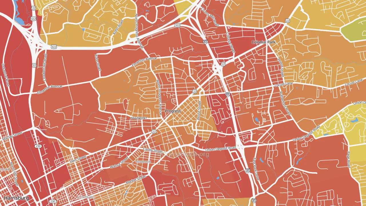 Progress, PA Map of Vehicle Theft Rates