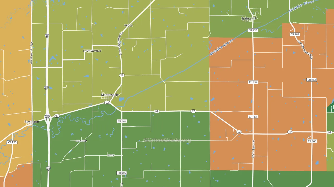 Prole, IA Map of Vehicle Theft Rates
