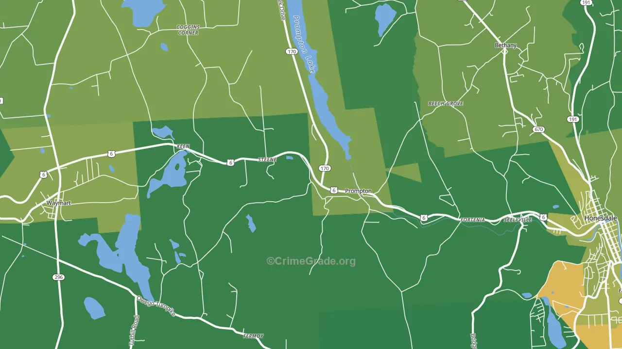Prompton, PA Map of Vehicle Theft Rates