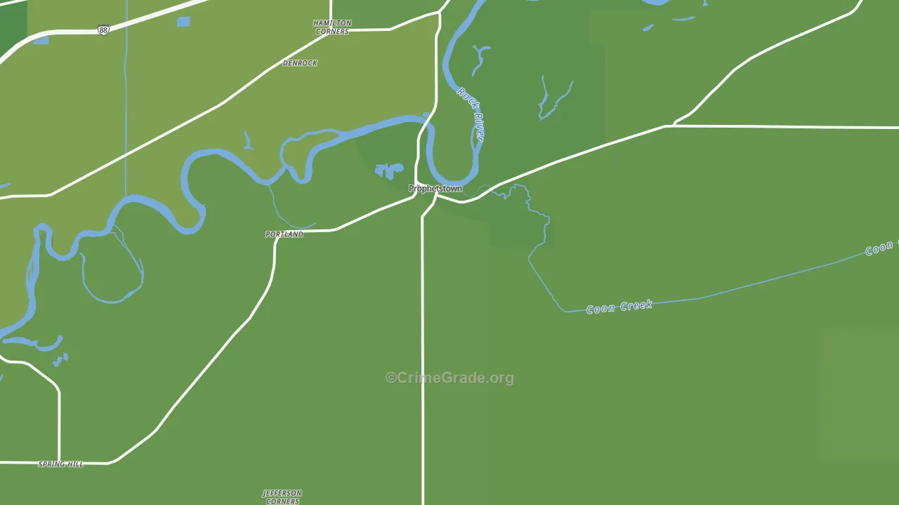 Prophetstown, IL Map of Vehicle Theft Rates