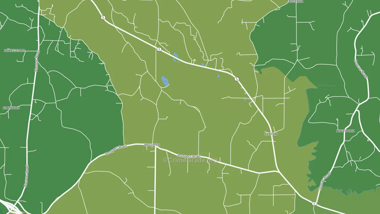 Prospect, AL Map of Vehicle Theft Rates