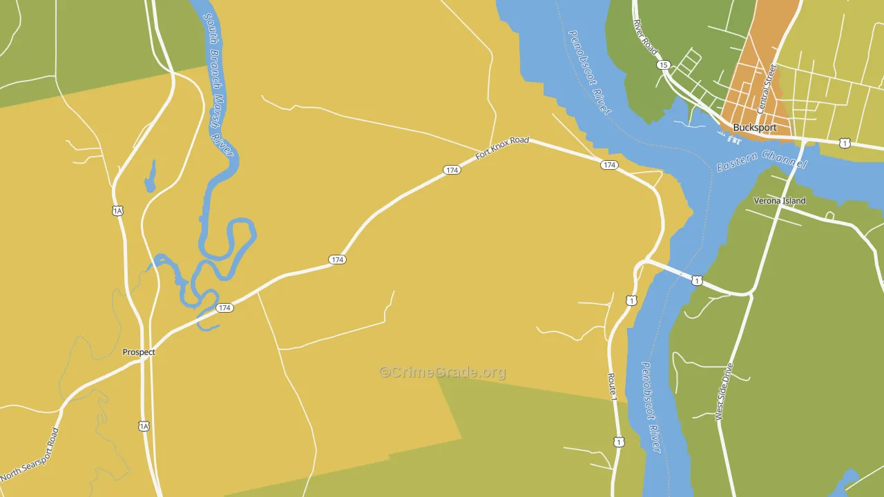 Prospect Ferry, ME Map of Vehicle Theft Rates