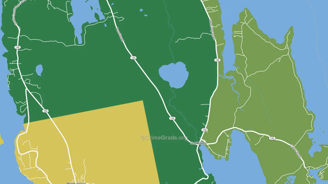 Prospect Harbor, ME Map of Vehicle Theft Rates