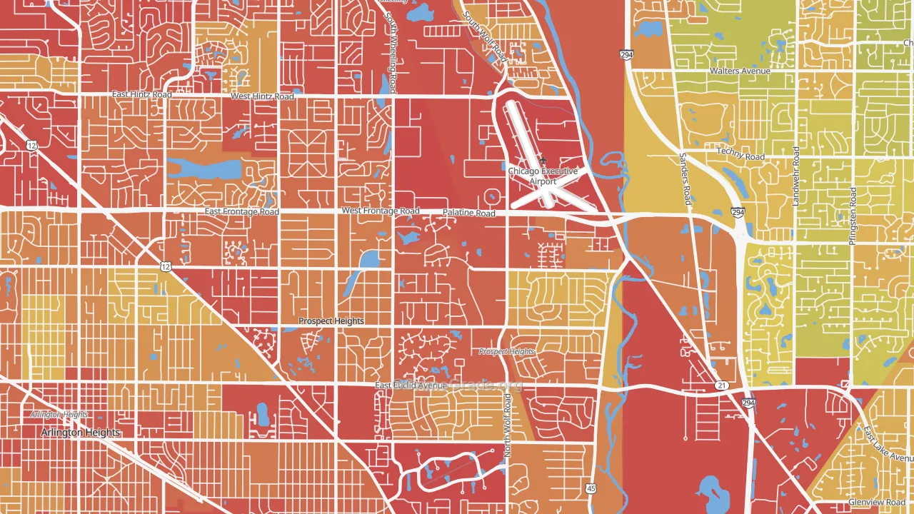 Prospect Heights, IL Map of Vehicle Theft Rates