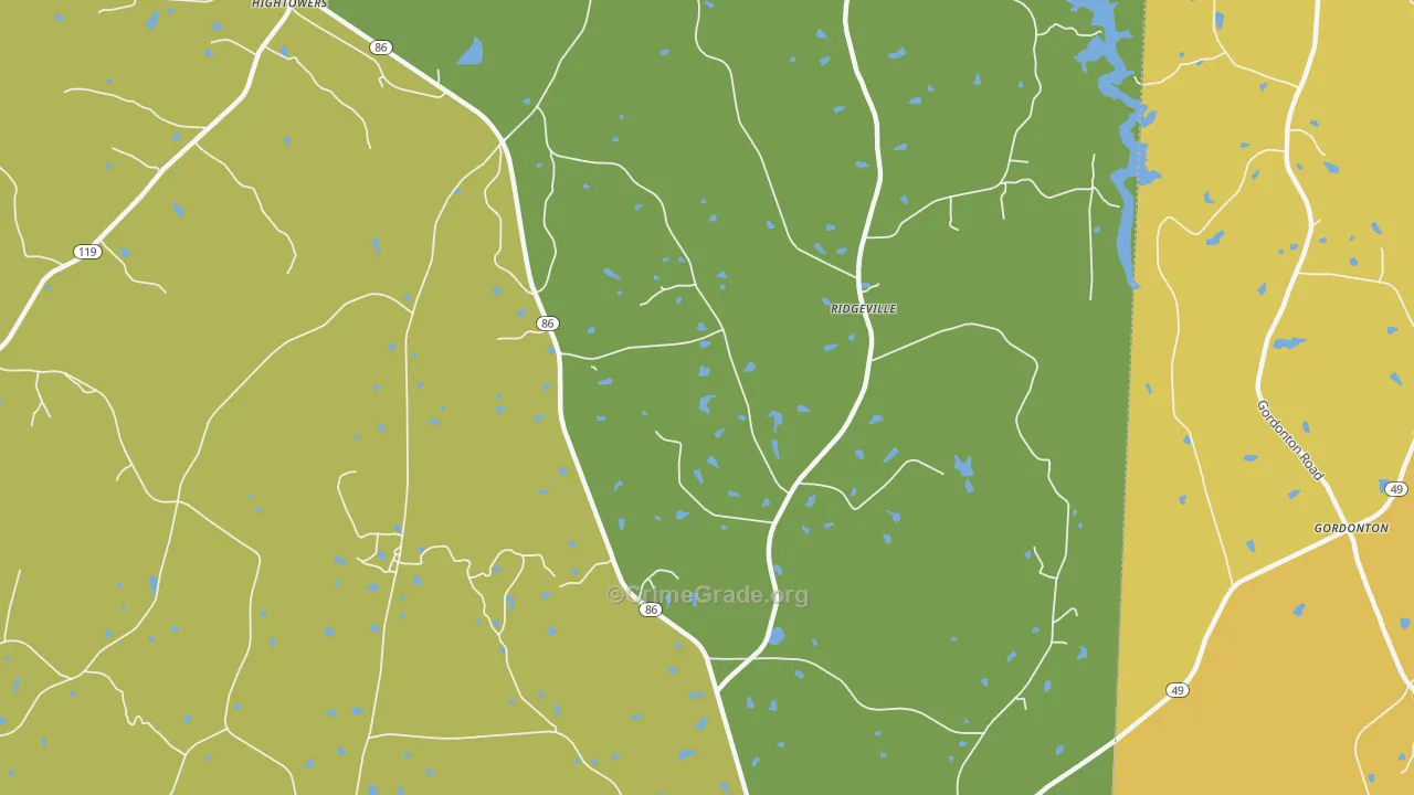 Prospect Hill, NC Map of Vehicle Theft Rates