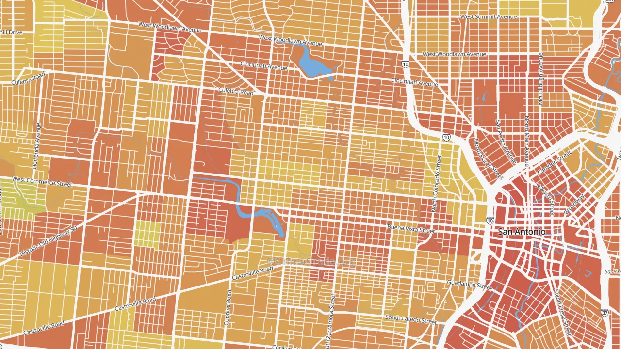 Prospect Hill, San Antonio, TX Map of Vehicle Theft Rates