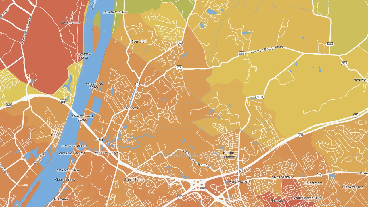 Prospect, KY Map of Vehicle Theft Rates