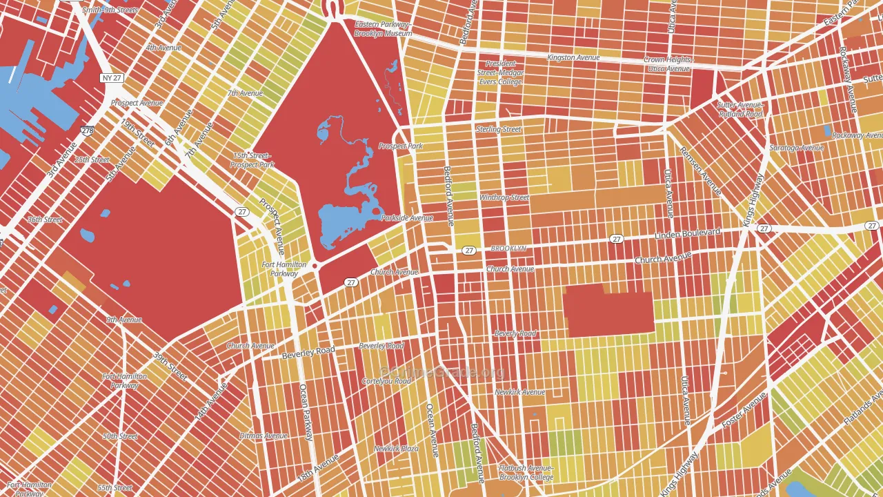 Prospect Lefferts Gardens, Brooklyn, NY Map of Vehicle Theft Rates