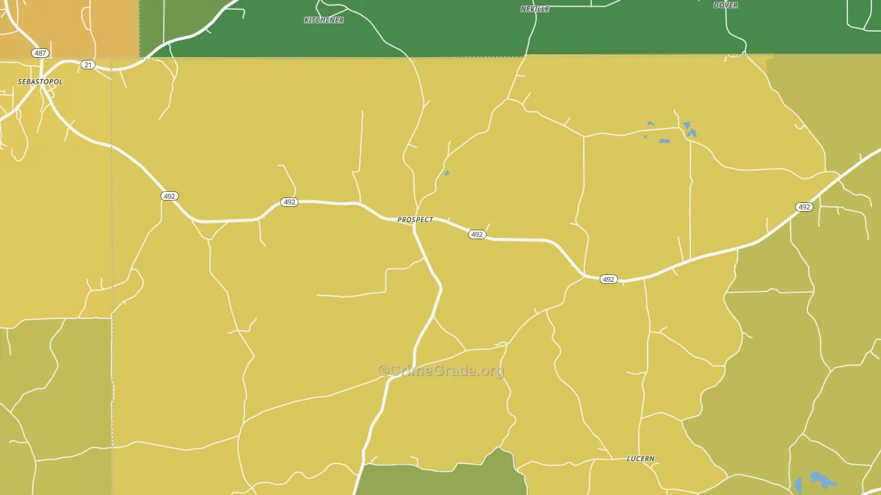 Prospect, MS Map of Vehicle Theft Rates