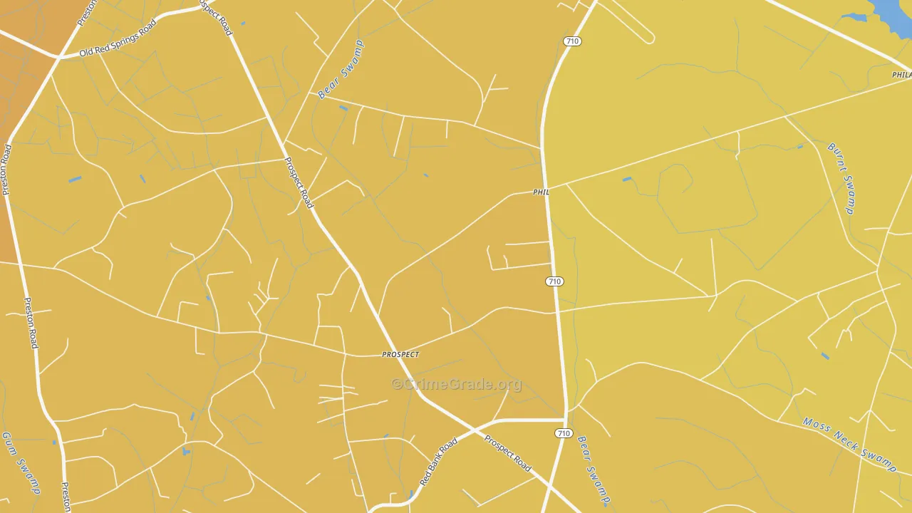Prospect, NC Map of Vehicle Theft Rates