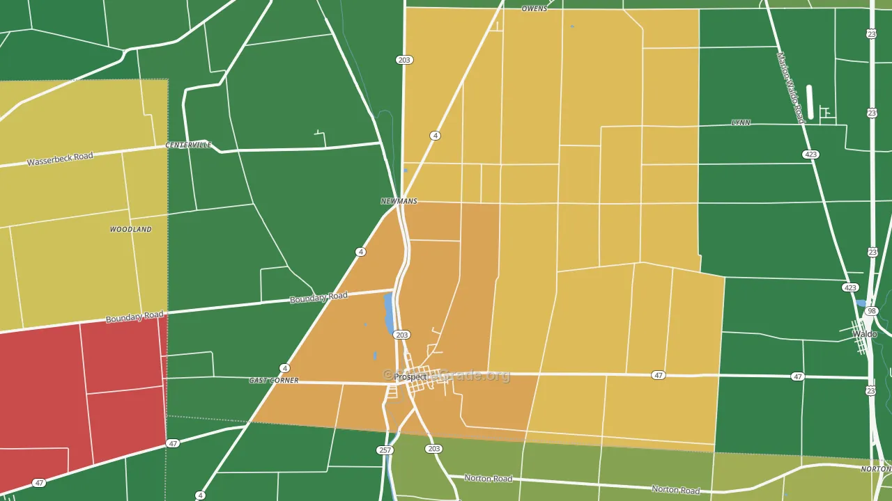 Prospect, OH Map of Vehicle Theft Rates
