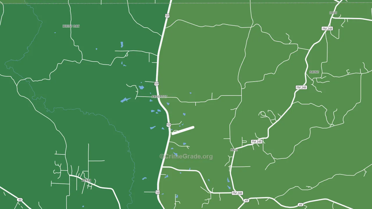 Prospect, TX Map of Vehicle Theft Rates