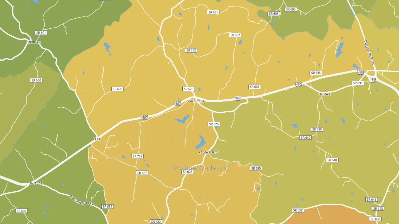 Prospect, VA Map of Vehicle Theft Rates