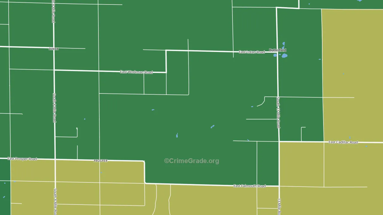 Prosper, MI Map of Vehicle Theft Rates
