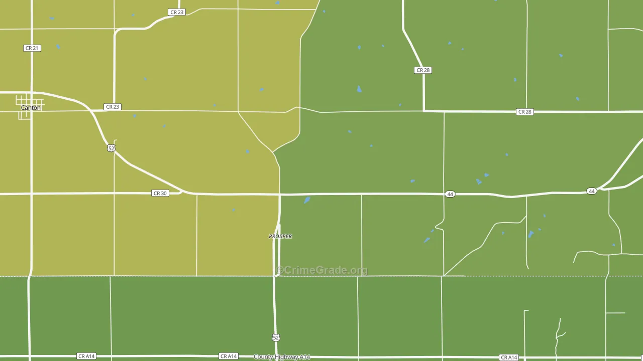 Prosper, MN Map of Vehicle Theft Rates