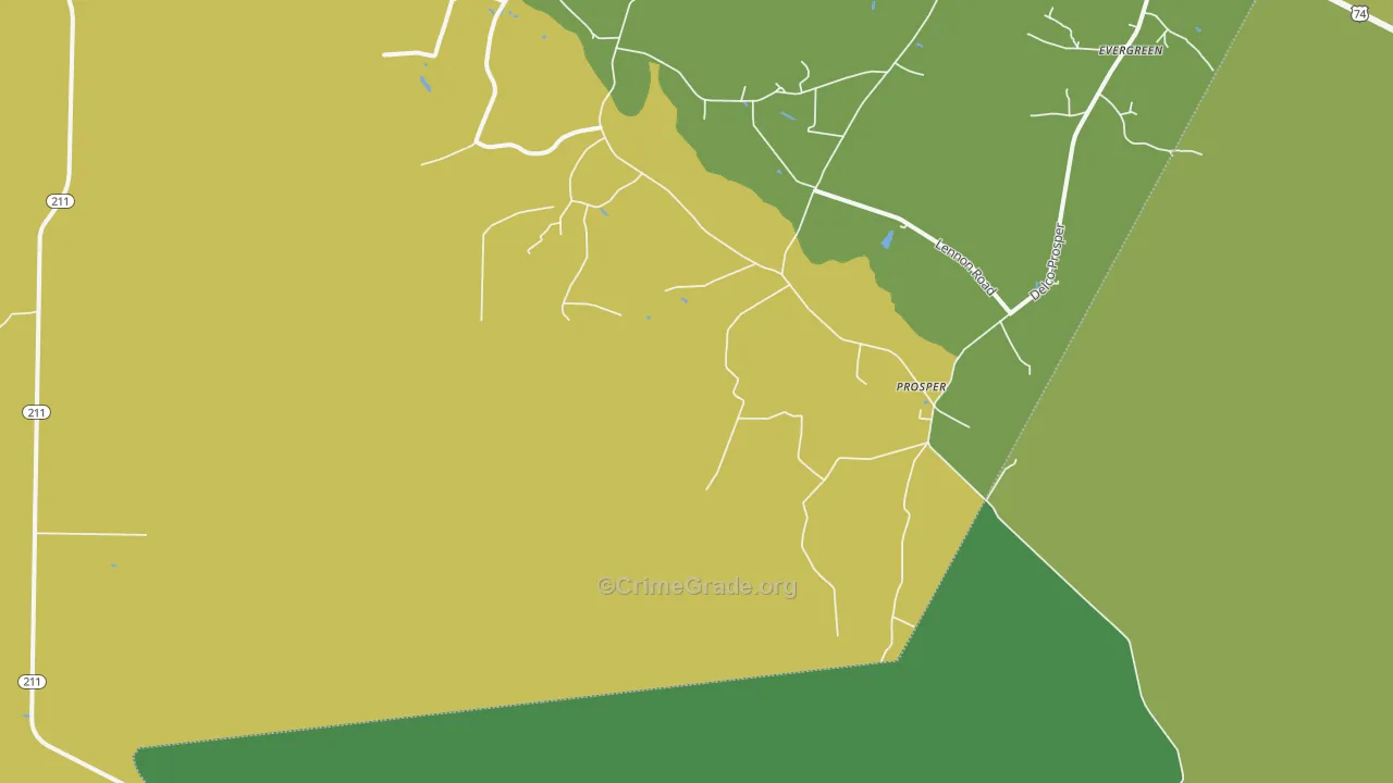 Prosper, NC Map of Vehicle Theft Rates