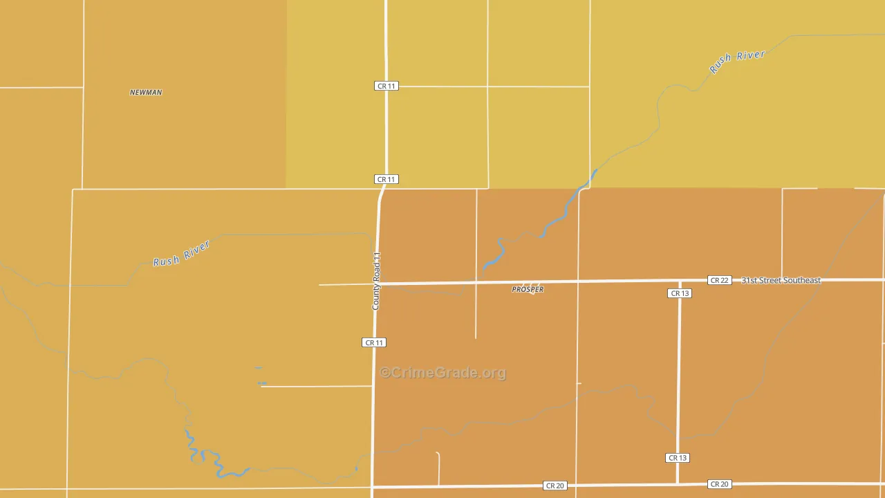 Prosper, ND Map of Vehicle Theft Rates