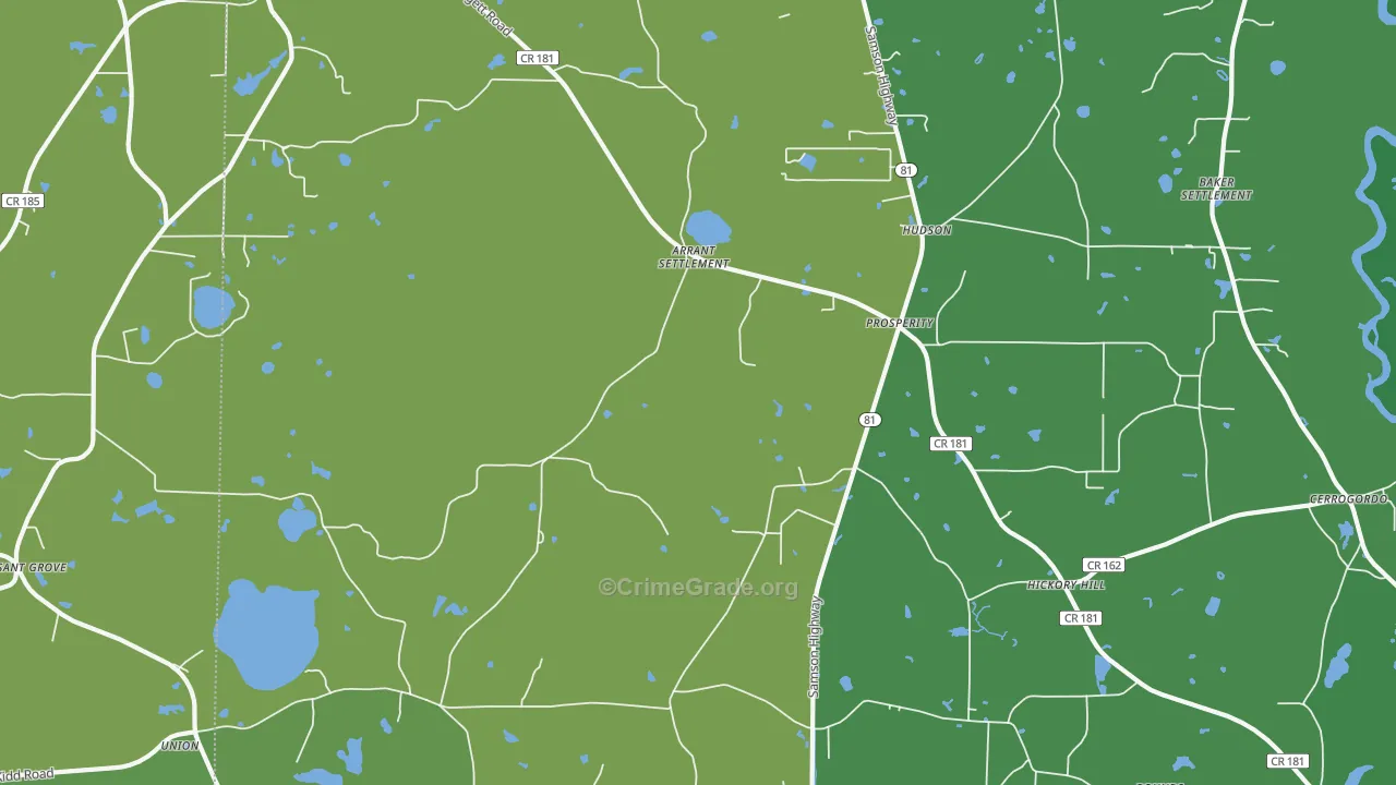 Prosperity, FL Map of Vehicle Theft Rates