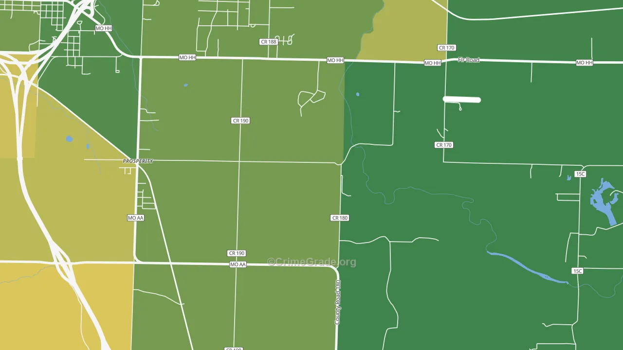 Prosperity, MO Map of Vehicle Theft Rates
