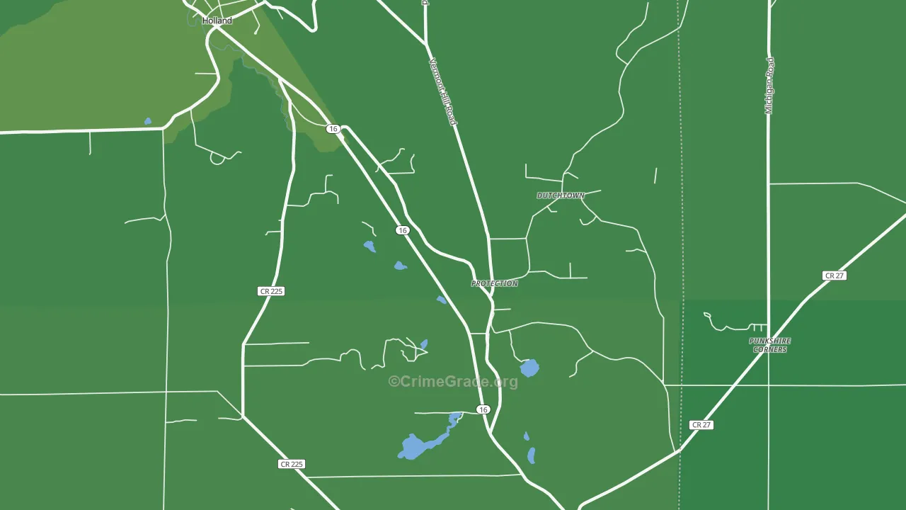 Protection, NY Map of Vehicle Theft Rates