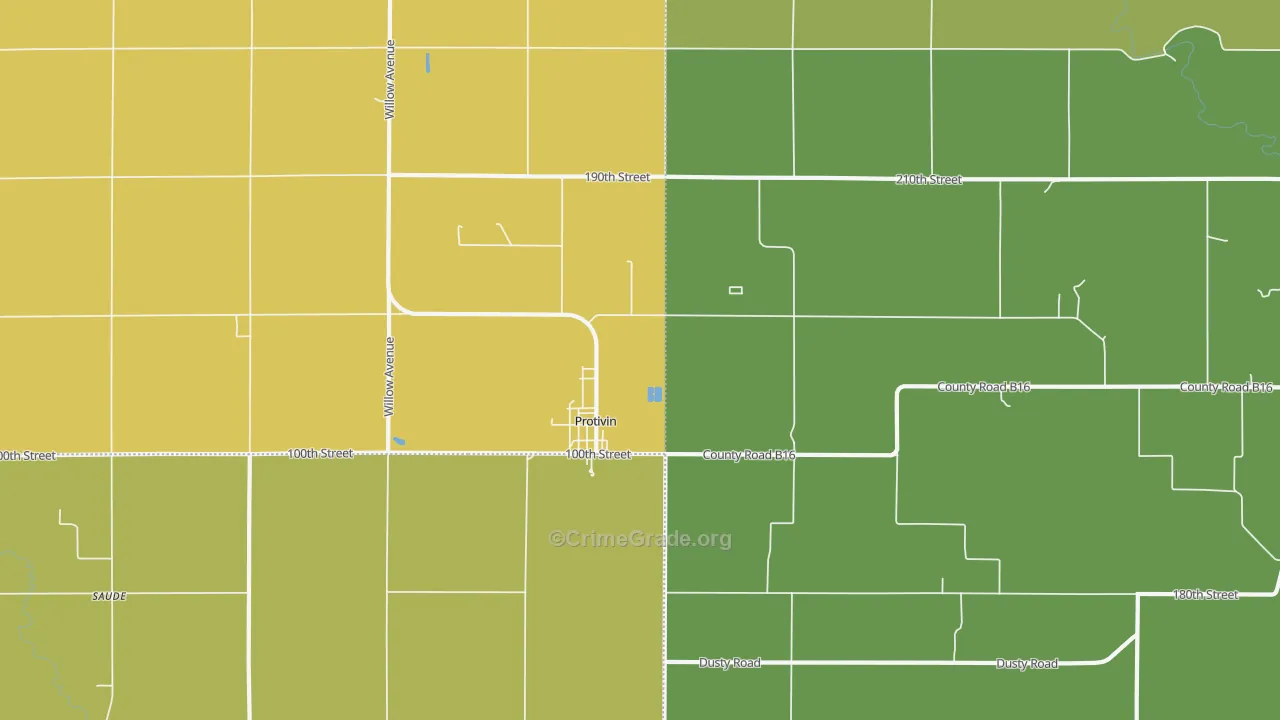 Protivin, IA Map of Vehicle Theft Rates