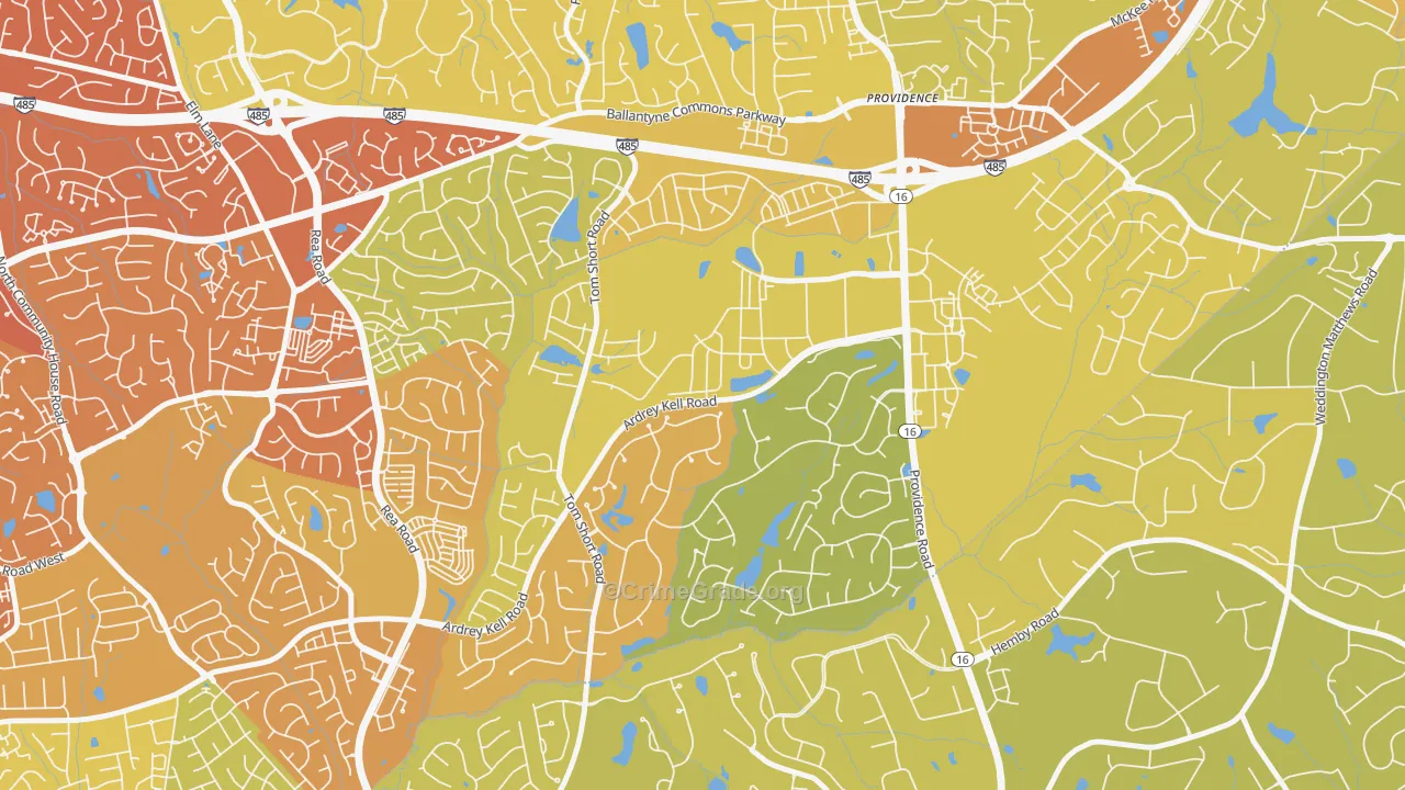 Providence Crossing, Charlotte, NC Map of Vehicle Theft Rates