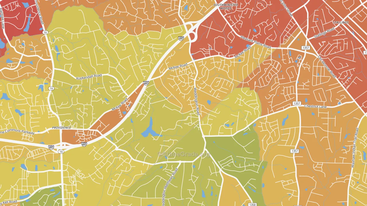 Providence Estates East, Matthews, NC Map of Vehicle Theft Rates