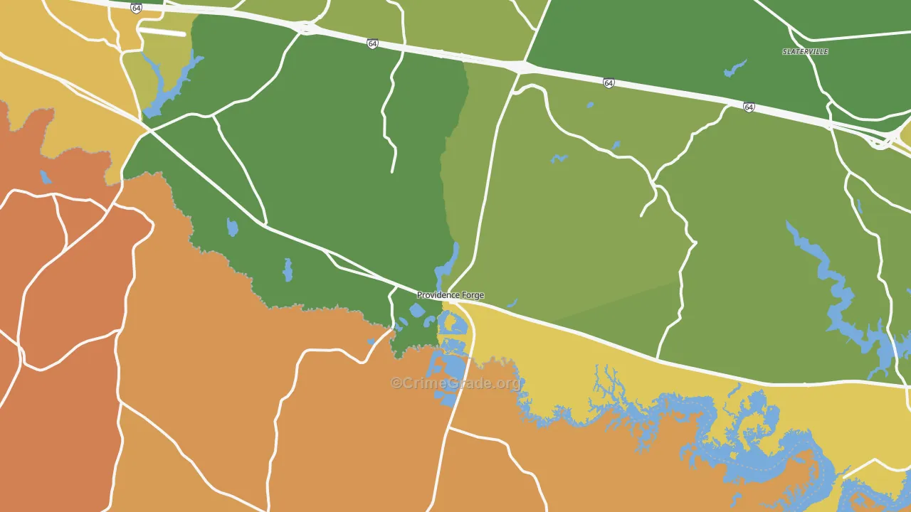 Providence Forge, VA Map of Vehicle Theft Rates