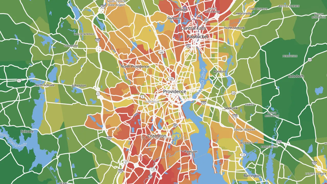 Providence, RI Map of Vehicle Theft Rates