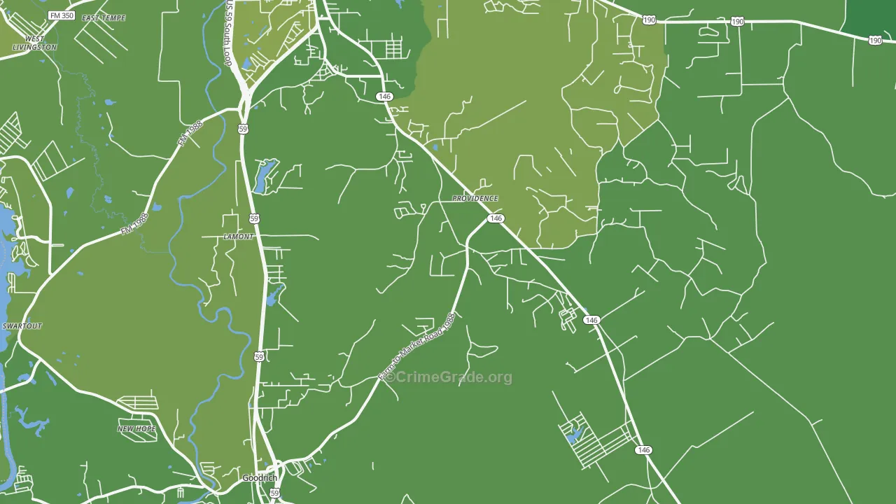 Providence, TX Map of Vehicle Theft Rates