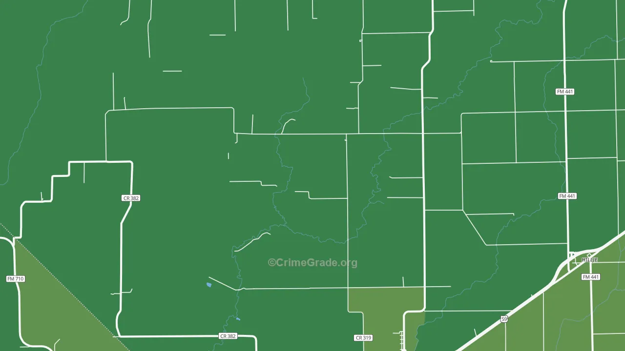 Provident City, TX Map of Vehicle Theft Rates